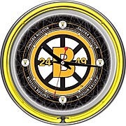 Trademark Global® Chrome Double Ring Analog Neon Wall Clock, NHL Vintage Boston Bruins