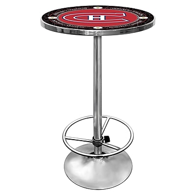 Trademark Global 27.37 Solid Wood\/Chrome Pub Table, Red, NHL Vintage Montreal Canadiens