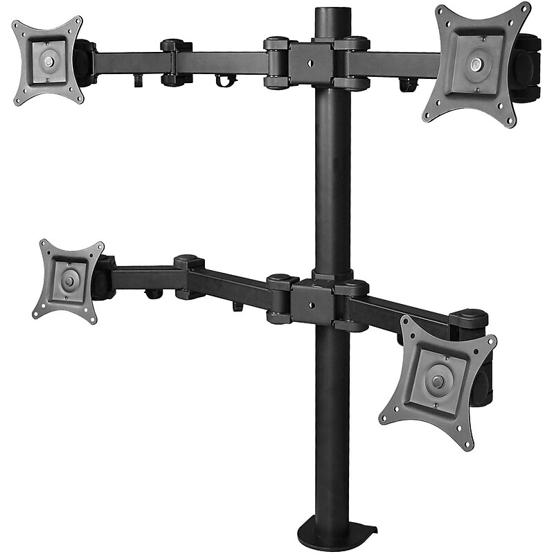 SIIG Articulating Quad Monitor Desk Mount Adjustable, Up to 27", Black (CE-MT0S12-S1) image 1