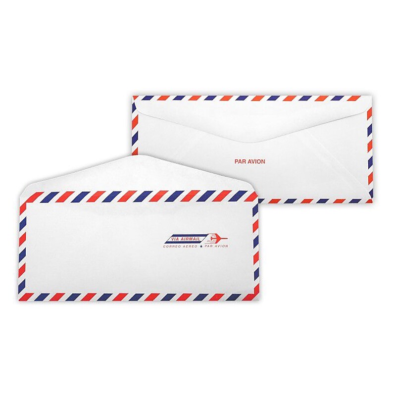 LUX 13lbs. 4 1/8" x 9 1/2" #10 Regular Envelopes, Airmail, 250/BX image 1
