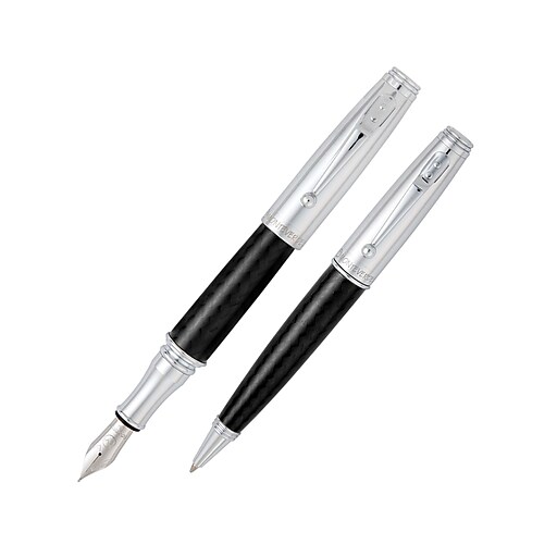 Monteverde® Invincia™ Ballpoint and Fountain Pen Set, Chrome Staples