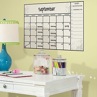 RoomMates® Scroll Dry Erase Calendar Peel & Stick Giant Wall Decal, White