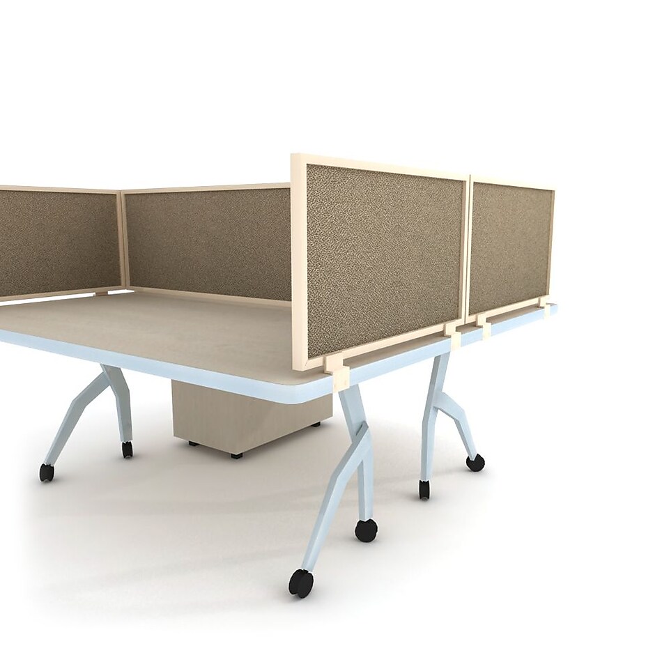 Obex Acoustical Desk Mount Privacy Panel W/Brown Frame, 24 x 48, Verde