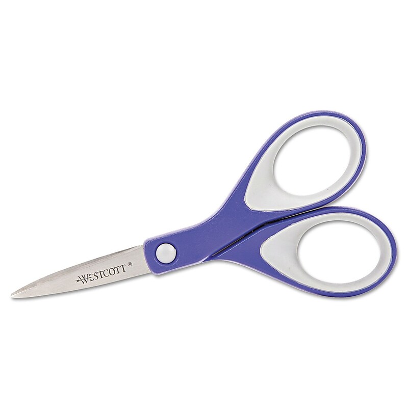 Westcott KleenEarth 6" Stainless Steel Standard Scissors, Pointed Tip, Blue/Gray (15552) image 1