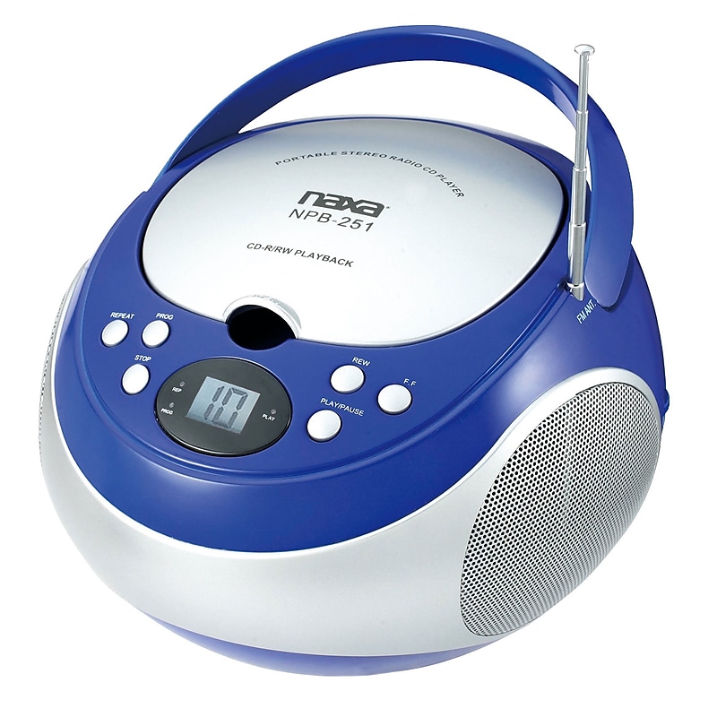 Naxa NPB-251BLUE Portable CD Player w/AM/FM Stereo Radio in Blue image 1