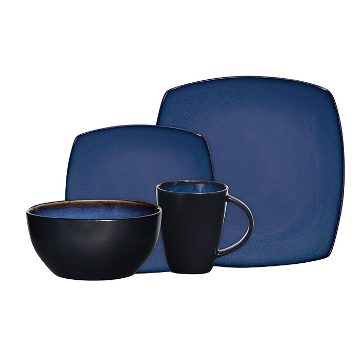 Gibson® Home Soho Lounge Dinnerware Set, 16 Piece, Blue Staples