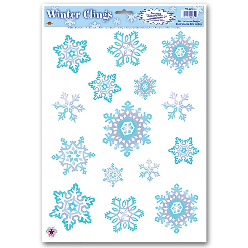 Beistle Crystal Snowflake Wall Clings, 105/Pack (22132) image 1
