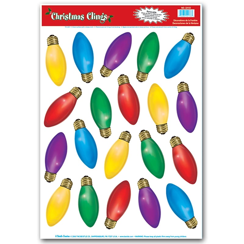 Beistle Christmas Light Bulb Wall Clings, 140/Pack (22133) image 1