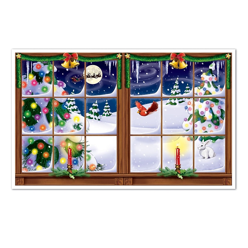 Beistle Snowy Christmas Backdrop, 2/Pack (20195) image 1