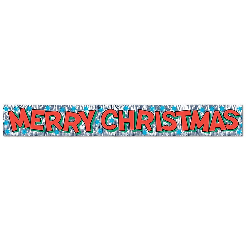 Beistle Merry Christmas Fringe Banner, Silver, 4/Pack (20880) image 1