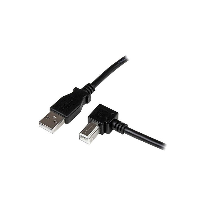 StarTech 6.6' USB 2.0 A/Right Angle B Cable, Black image 1