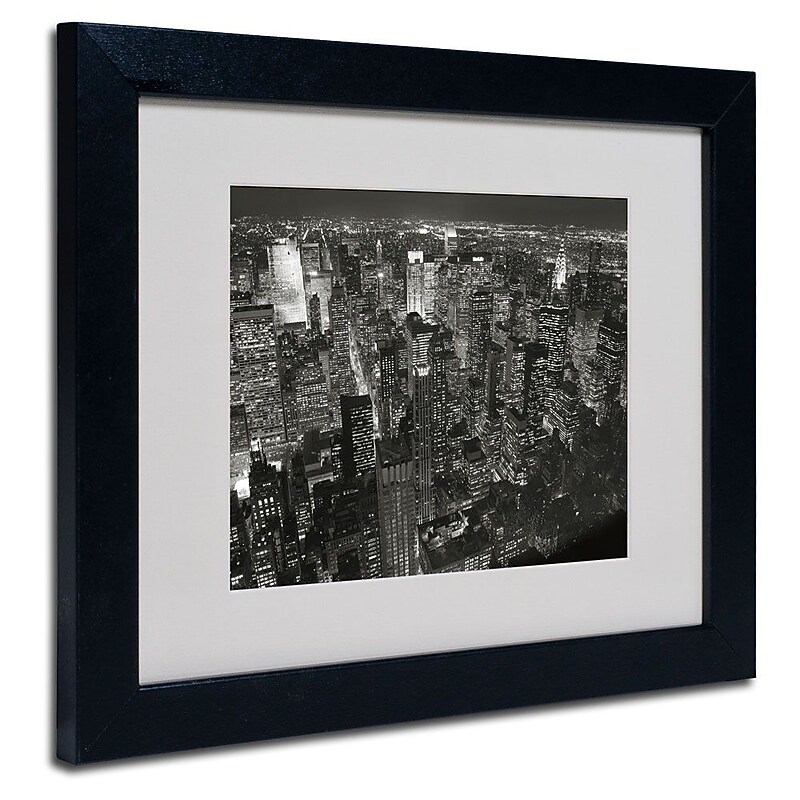 Trademark Fine Art 'Night Skyline' 11" x 14" Black Frame Art image 1