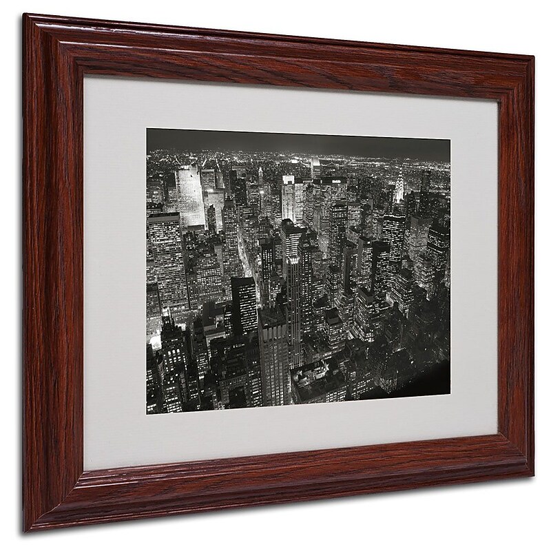 Trademark Fine Art 'Night Skyline' 11" x 14" Wood Frame Art image 1
