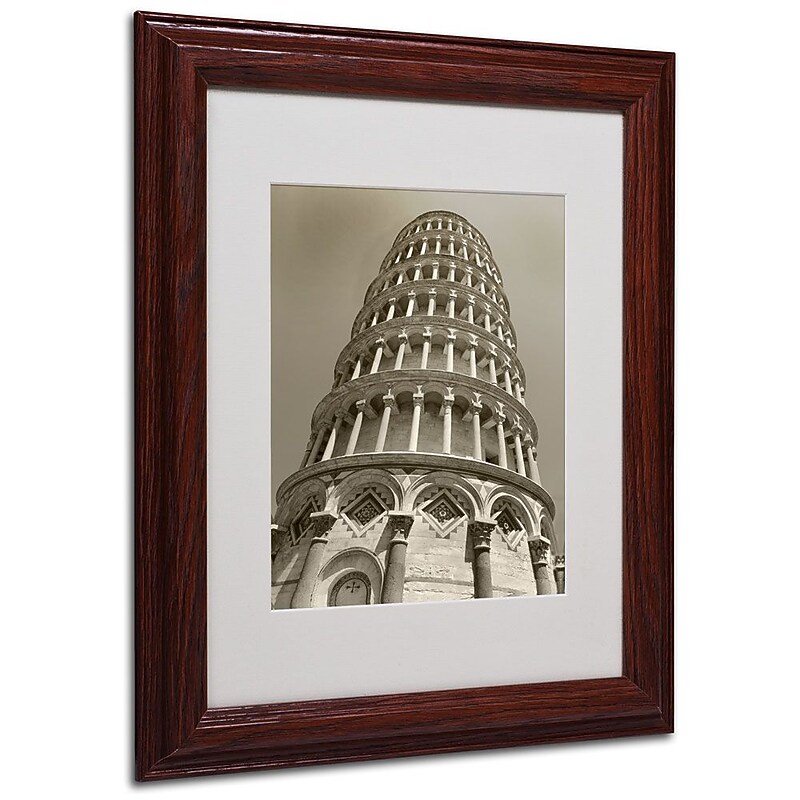 Trademark Fine Art 'Pisa Tower II' 11" x 14" Wood Frame Art image 1
