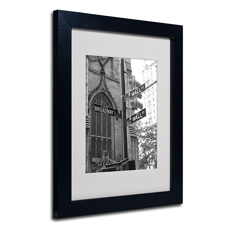Trademark Fine Art 'Wall Street Signs' 11" x 14" Black Frame Art image 1