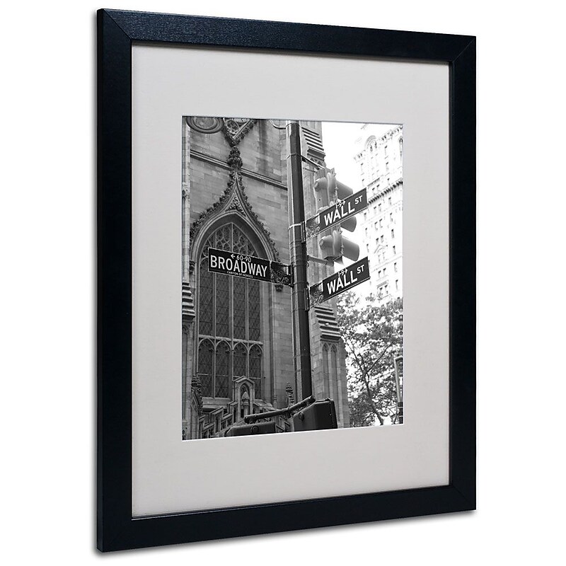 Trademark Fine Art 'Wall Street Signs' 16" x 20" Black Frame Art image 1