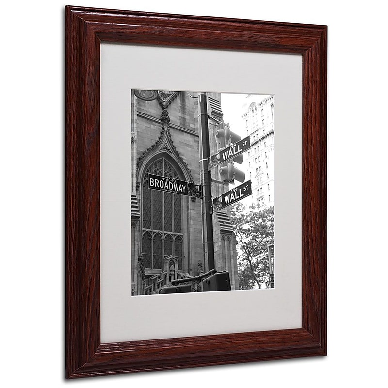 Trademark Fine Art 'Wall Street Signs' 11" x 14" Wood Frame Art image 1