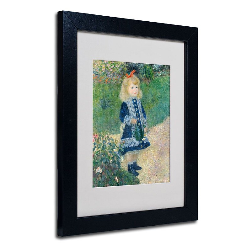 Trademark Fine Art 'A Girl With a Watering Can' 11" x 14" Black Frame Art image 1