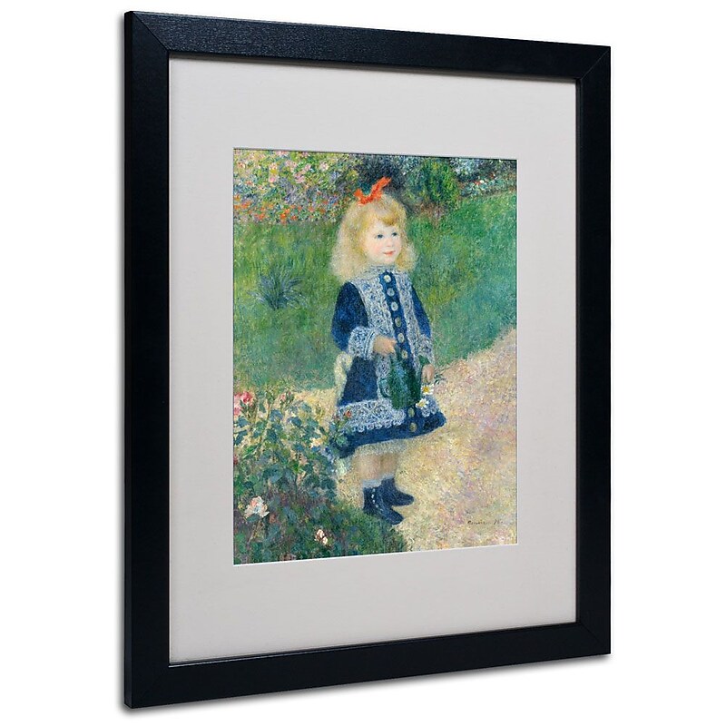 Trademark Fine Art 'A Girl With a Watering Can' 16" x 20" Black Frame Art image 1