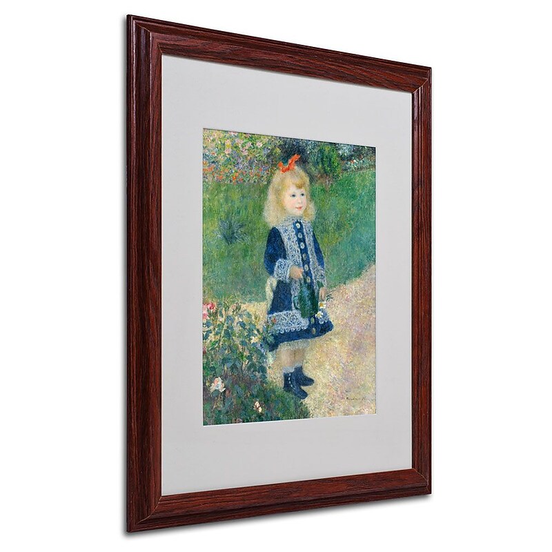 Trademark Fine Art 'A Girl With a Watering Can' 16" x 20" Wood Frame Art image 1