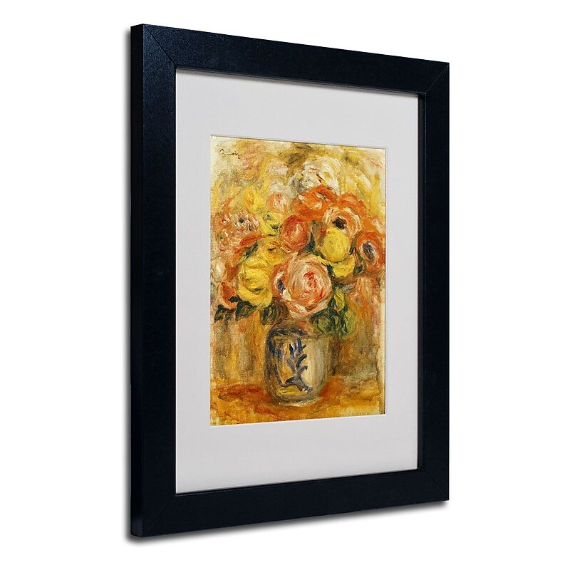 Trademark Fine Art 'Fleurs Dans Un Vase Bleu' 11" x 14" Black Frame Art image 1