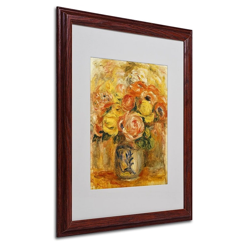 Trademark Fine Art 'Fleurs Dans Un Vase Bleu' 16" x 20" Wood Frame Art image 1