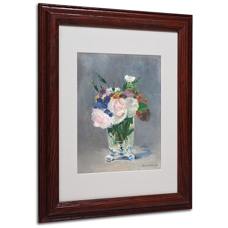 Trademark Fine Art 'Flowers In a Crystal Vase' 11" x 14" Wood Frame Art image 1