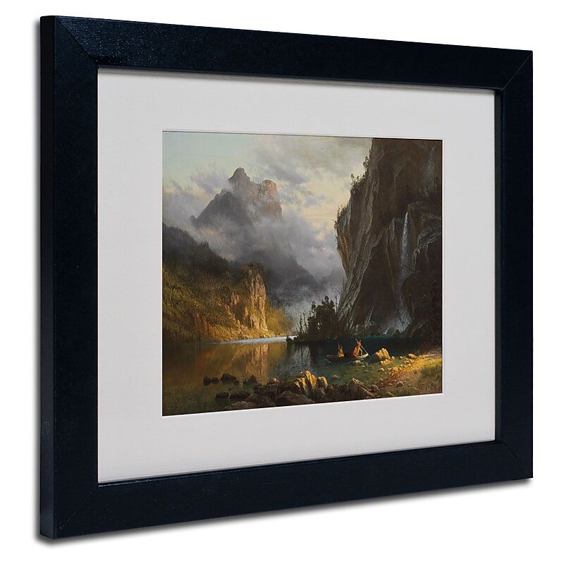 Trademark Fine Art 'Indians Spear Fishing' 11" x 14" Black Frame Art image 1