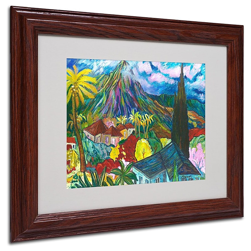 Trademark Fine Art House By the Mountain' 11" x 14" Wood Frame Art image 1
