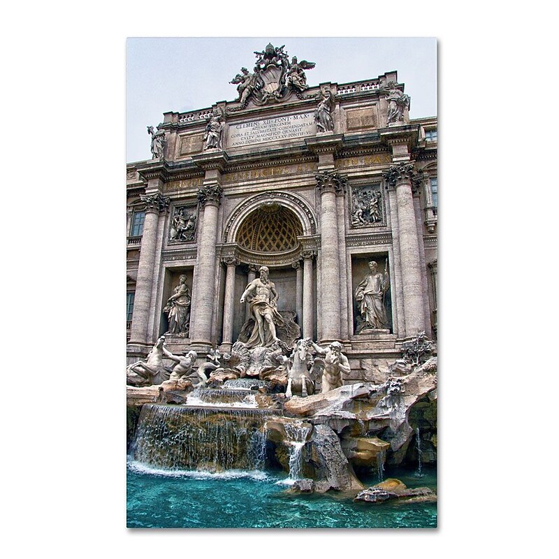 Trademark Fine Art 19" x 12" Canvas, Wood Trevi Fountain image 1