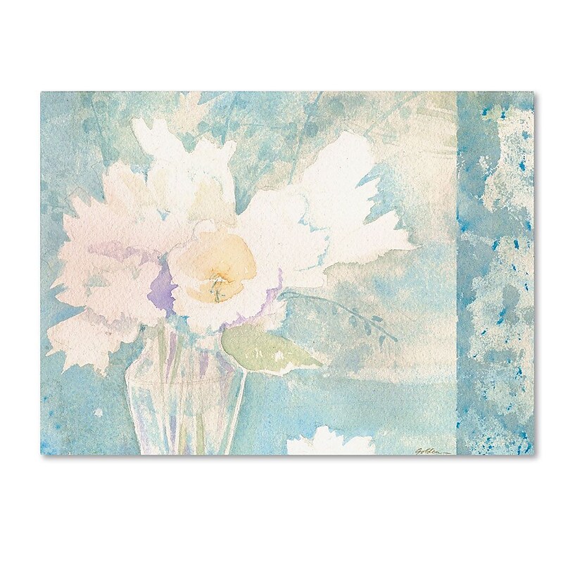 Trademark Fine Art 'White and Teal Composition' 14" x 19" Canvas Art image 1