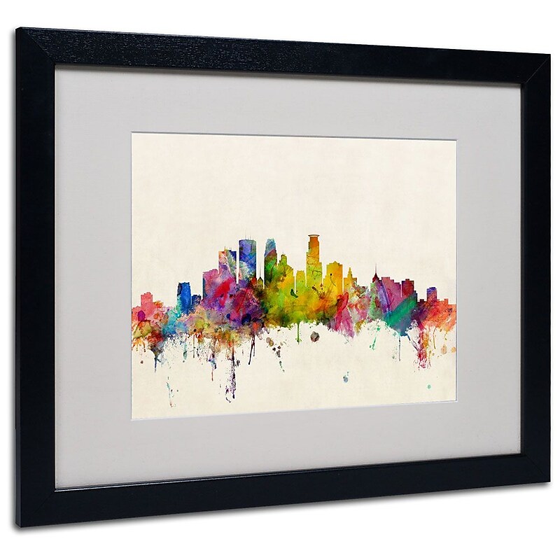 Trademark Fine Art 'Minneapolis, Minnesota' 16" x 20" Black Frame Art image 1