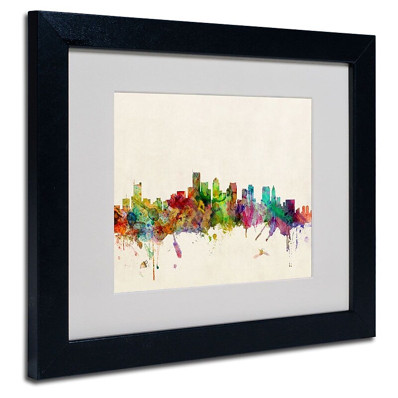 Trademark Fine Art 'Boston, Massachusetts' 11" x 14" Black Frame Art image 1
