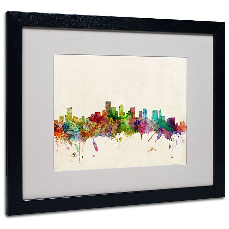 Trademark Fine Art 'Boston, Massachusetts' 16" x 20" Black Frame Art image 1