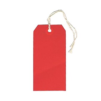 JAM Paper® Gift Tags with String, Small, 3 1/4 x 1 5/8, Red, 100/pack (9197264B)