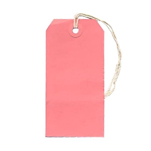 JAM Paper® Gift Tags with String, Medium, 2 3/8 x 4 3/4, Pink, 10/pack