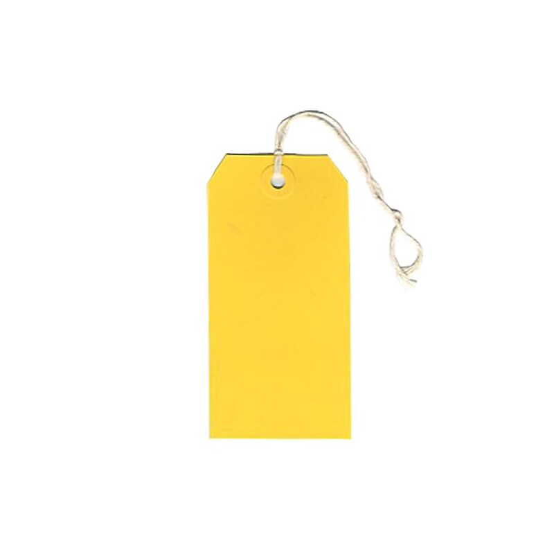 JAM Paper® Gift Tags with String, Medium, 2 3/8 x 4 3/4, Yellow, 100/pack (39197121B) image 1
