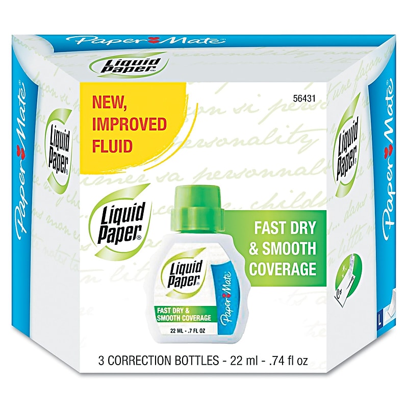 Paper Mate® Liquid Paper® Fast Dry Correction Fluid; 22 ml, White, 3/Pack image 1