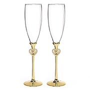 Hortense B. Hewitt, 50th Anniversary Jeweled Flutes With Rhinestone-Studded Heart Accents, Clear