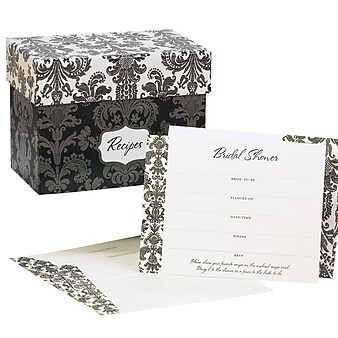 HBH™ 6 1/8" X 3 1/2" X 4 5/8" Damask Recipe Box Gift Set