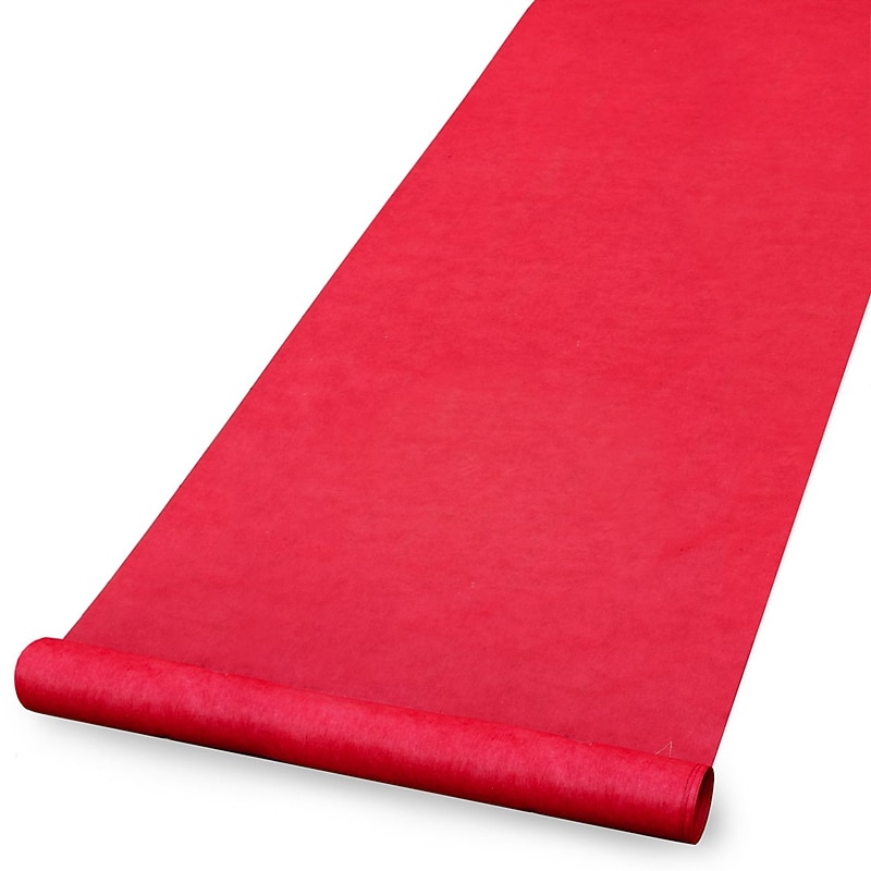 HBH™ Blank Aisle Runner With Pull Cord, 36" x 100', Red image 1