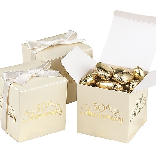 HBH™ "50th Anniversary" Favor Boxes, Ivory Staples