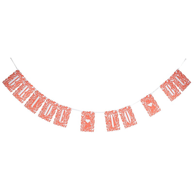 HBH™ 60"(L) x 4"(W) "Bride to Be" Banner With Damask Heart Accents image 1