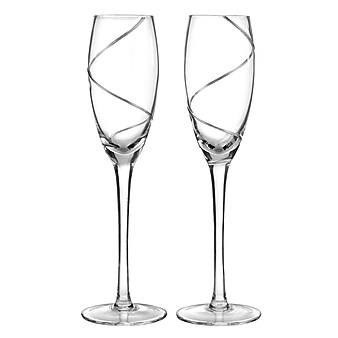 Hortense B. Hewitt, 6-3/4 oz., Silver Swirl Flute Glasses, Clear