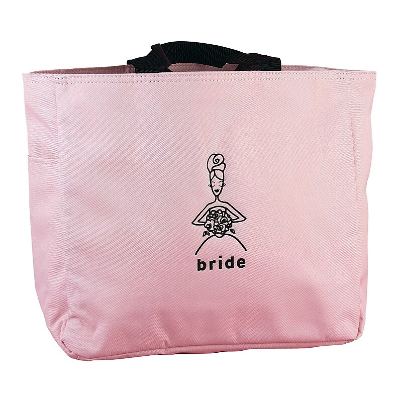 HBH™ 12" x 6 1/2" x 14" "Bride" Tote Bag With Black Handles, Light Pink image 1