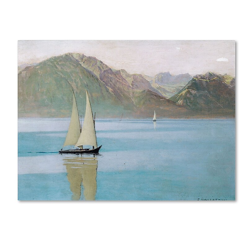 Trademark Fine Art 'Boat On Lake Geneva 1892' 24" x 32" Canvas Art image 1