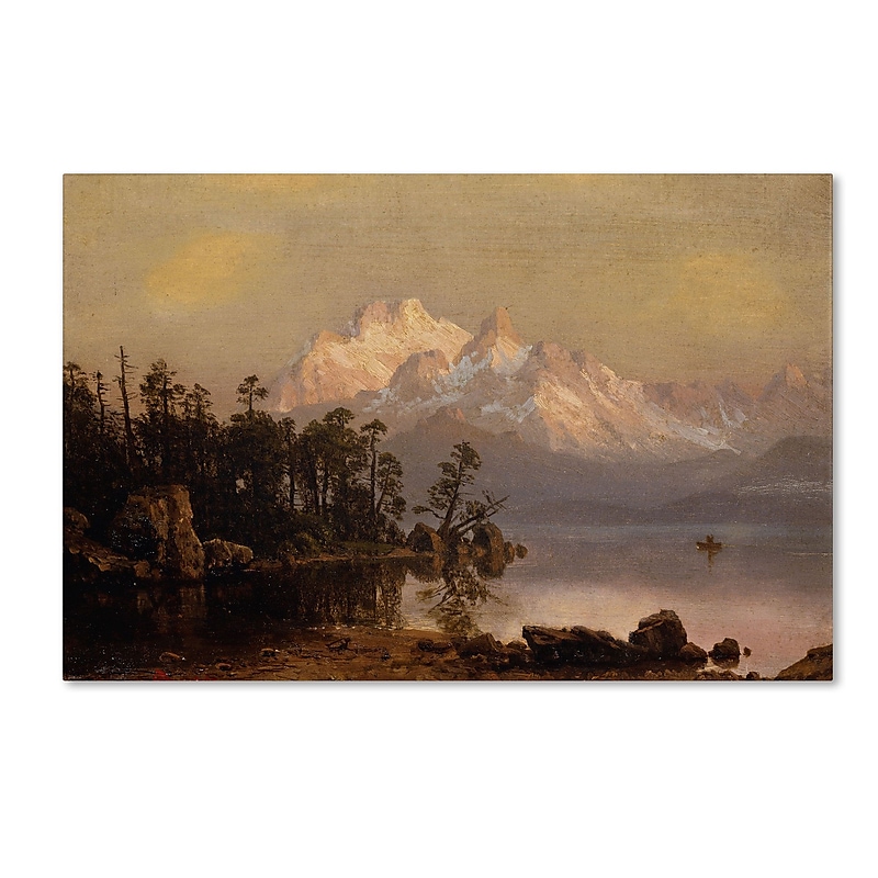 Trademark Fine Art 'Mountain Canoeing' 22" x 32" Canvas Art image 1