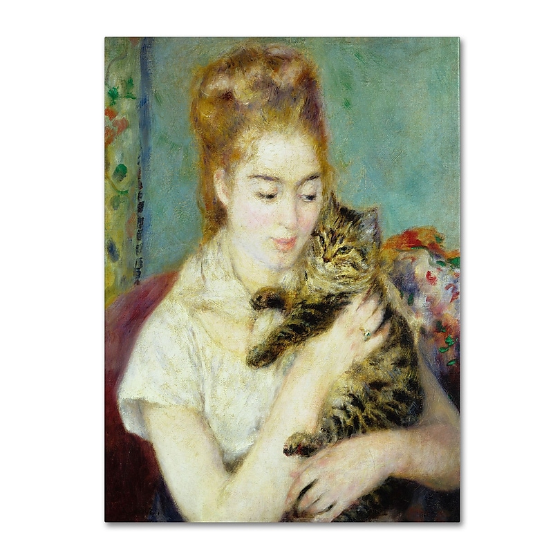 Trademark Fine Art 'Woman With a Cat 1875' 14" x 19" Canvas Art image 1