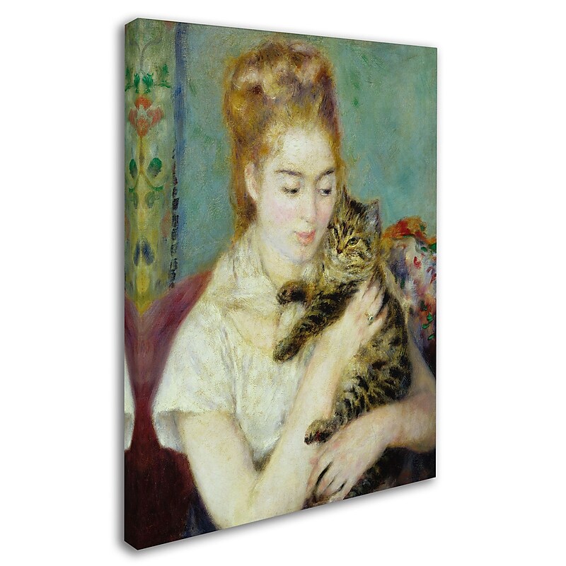 Trademark Fine Art 'Woman With a Cat 1875' 24" x 32" Canvas Art image 1