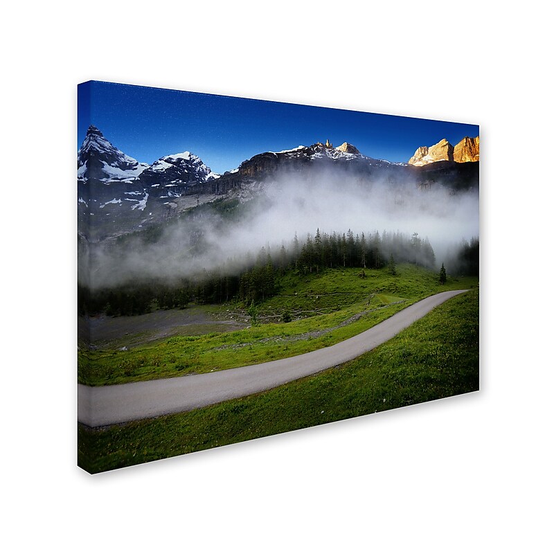 Trademark Fine Art 'Morning Sound Clouds' 22" x 32" Canvas Art image 1
